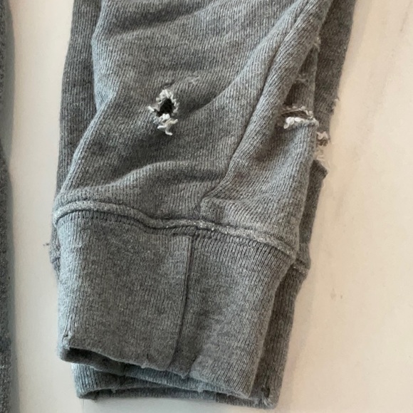 Express gray crewneck vintage sweatshirt with rips and slashes, small. - Picture 6 of 6